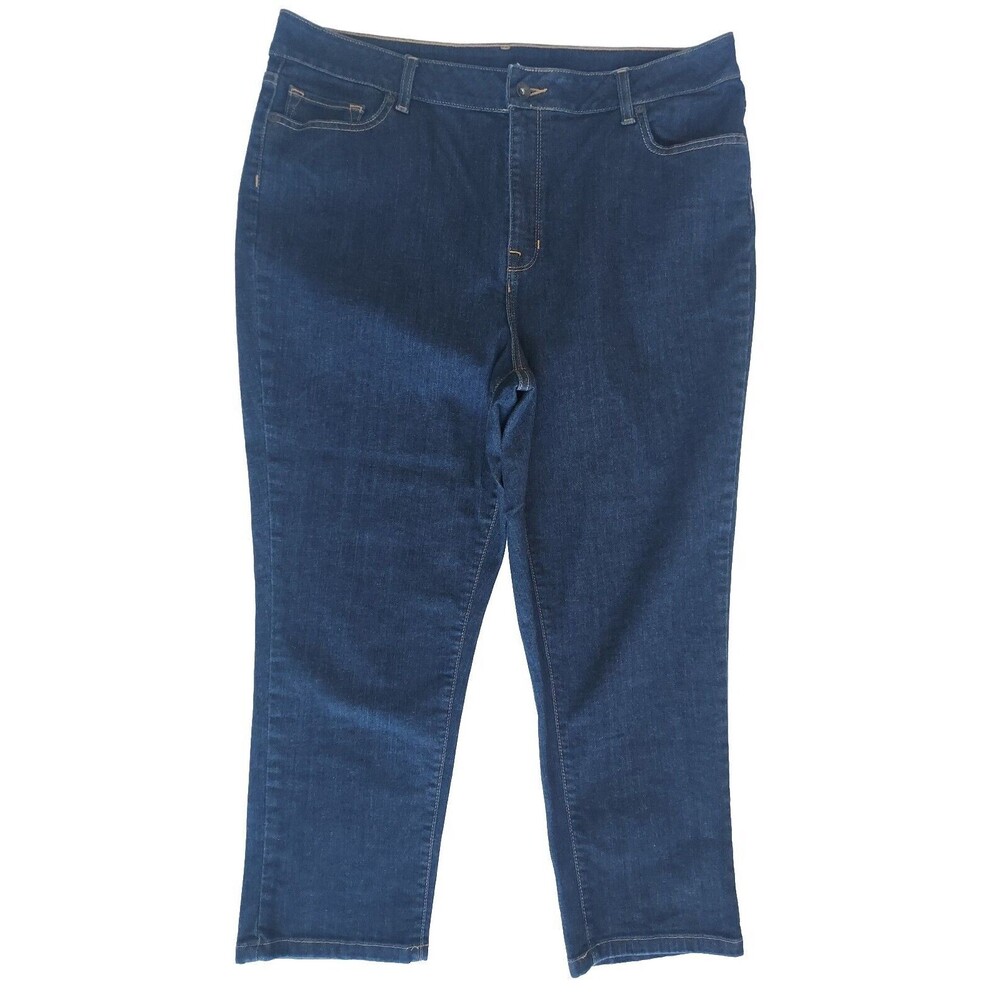 NWOT Ladies L.L. Bean Classic Fit Dk Wash Straight Hi Rise Ankle Jeans Size 18